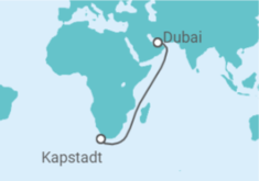Reiseroute der Kreuzfahrt  13 Nächte - Dubai bis Kapstadt - Mein Schiff