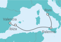 Reiseroute der Kreuzfahrt  Italien, Spanien - MSC Cruises