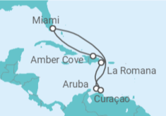 Reiseroute der Kreuzfahrt  8 DAY EXOTIC SOUTHERN CARIBBEA - Carnival Cruise Line