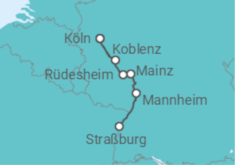 Reiseroute der Kreuzfahrt  Köln • Rüdesheim • Straßburg • Köln - Nicko Cruises