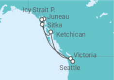 Reiseroute der Kreuzfahrt  Alaska mit Norwegian Bliss & Seattle - NCL Norwegian Cruise Line