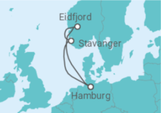Reiseroute der Kreuzfahrt  Norwegen ab Hamburg 2 - AIDA
