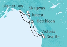 Reiseroute der Kreuzfahrt  Alaska mit Norwegian Encore & Seattle - NCL Norwegian Cruise Line