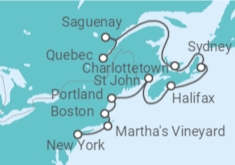 Reiseroute der Kreuzfahrt  Von New York (USA) nach Quebec (Kanada) - NCL Norwegian Cruise Line