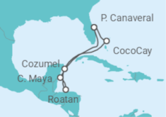 Reiseroute der Kreuzfahrt  Mexiko, Honduras - Royal Caribbean