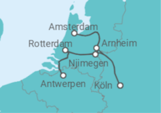 Reiseroute der Kreuzfahrt  Köln • Antwerpen • Amsterdam • Köln - Nicko Cruises