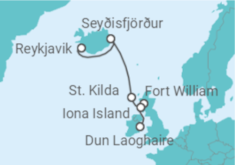 Reiseroute der Kreuzfahrt  Expedition Wildes Schottland und Island – Von den Highlands bis ins Elfenland - Hapag-Lloyd Cruises