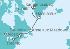 Reiseroute der Kreuzfahrt  Expedition Grönland, Neufundland und Sankt-Lorenz-Strom – Strahlendes Eis und sattgrüne Wälder - Hapag-Lloyd Cruises