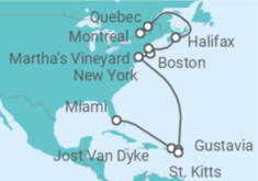 Reiseroute der Kreuzfahrt  Traumziel Karibik und die glanzlichter Nordamerikas - Hapag-Lloyd Cruises