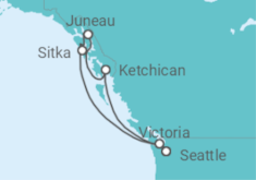 Reiseroute der Kreuzfahrt  Alaska - Oceania Cruises