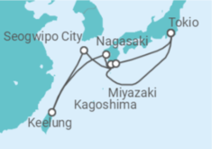 Reiseroute der Kreuzfahrt  Japan, Taiwan - Cunard