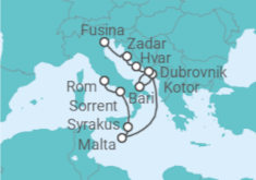 Reiseroute der Kreuzfahrt  Von Civitavecchia (Rom) nach Venedig  - Silversea