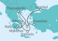 Reiseroute der Kreuzfahrt  Griechenland, Türkei - Silversea
