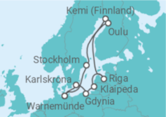 Reiseroute der Kreuzfahrt  Schärengärten der Ostsee - AIDA
