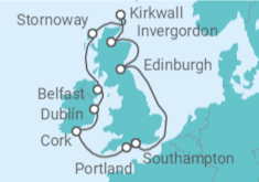 Reiseroute der Kreuzfahrt  Irland, Vereinigtes Königreich - NCL Norwegian Cruise Line