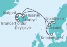 Reiseroute der Kreuzfahrt  Island & Norwegen mit Reykjavik - NCL Norwegian Cruise Line