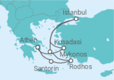 Reiseroute der Kreuzfahrt  Türkei, Griechenland - NCL Norwegian Cruise Line