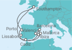 Reiseroute der Kreuzfahrt  Portugal, Spanien - Celebrity Cruises