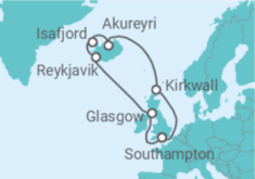 Reiseroute der Kreuzfahrt  Island, Vereinigtes Königreich - Celebrity Cruises