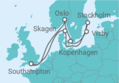 Reiseroute der Kreuzfahrt  Schweden, Dänemark, Norwegen - Celebrity Cruises
