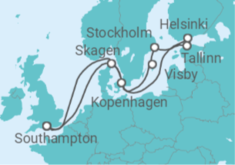 Reiseroute der Kreuzfahrt  Dänemark, Estland, Finnland, Schweden - Celebrity Cruises