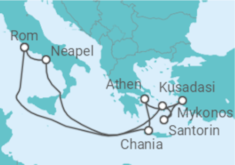 Reiseroute der Kreuzfahrt  Italien, Griechenland, Türkei - Royal Caribbean