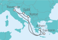 Reiseroute der Kreuzfahrt  Montenegro, Griechenland, Kroatien - Royal Caribbean