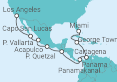 Reiseroute der Kreuzfahrt  Von Los Angeles (USA) nach Miami - NCL Norwegian Cruise Line