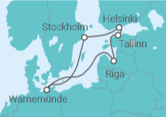 Reiseroute der Kreuzfahrt  8 Nächte - Ostsee mit Stockholm - Mein Schiff