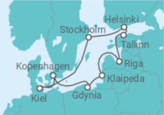 Reiseroute der Kreuzfahrt  12 Nächte - Ostsee mit Stockholm - Mein Schiff