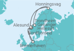 Reiseroute der Kreuzfahrt  11 Nächte - Norwegen mit Nordkap & Geirangerfjord - Mein Schiff