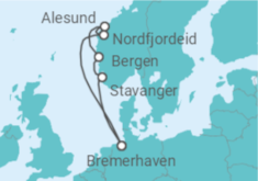 Reiseroute der Kreuzfahrt  7 Nächte - Norwegen mit Bergen - Mein Schiff