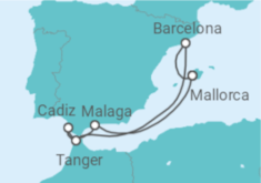 Reiseroute der Kreuzfahrt  7 Nächte - Westliches Mittelmeer mit Málaga - Mein Schiff