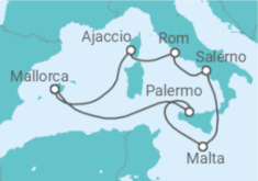 Reiseroute der Kreuzfahrt  9 Nächte - Westliches Mittelmeer mit Malta - Mein Schiff