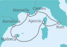 Reiseroute der Kreuzfahrt  9 Nächte - Westliches Mittelmeer mit Marseille - Mein Schiff