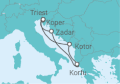 Reiseroute der Kreuzfahrt  7 Nächte - Adria mit Zadar - Mein Schiff