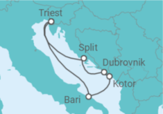 Reiseroute der Kreuzfahrt  7 Nächte - Adria mit Dubrovnik I - Mein Schiff