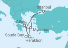 Reiseroute der Kreuzfahrt  7 Nächte - Östliches Mittelmeer mit Kreta - Mein Schiff