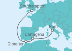 Reiseroute der Kreuzfahrt  Rund um Westeuropa - Cunard