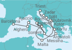 Reiseroute der Kreuzfahrt  Große Mittelmeer Kreuzfahrt
- Cunard