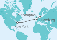 Reiseroute der Kreuzfahrt  Transatlantik Hamburg - New York - Cunard