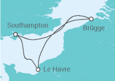 Reiseroute der Kreuzfahrt  Belgien, Frankreich - Cunard