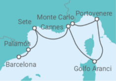 Reiseroute der Kreuzfahrt  Spanien, Frankreich - Seabourn