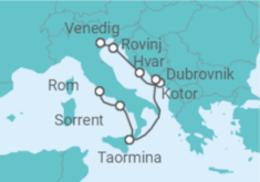 Reiseroute der Kreuzfahrt  Kroatien, Montenegro, Italien - WindStar Cruises