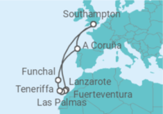 Reiseroute der Kreuzfahrt  Kanaren - Cunard