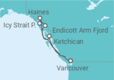 Reiseroute der Kreuzfahrt  Inside Passage (Roundtrip Vancouver) - Princess Cruises