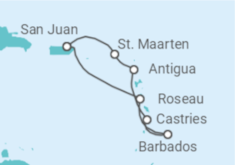 Reiseroute der Kreuzfahrt  Sint Maarten, Antigua Und Barbuda, St. Lucia, Barbados - Celebrity Cruises