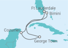 Reiseroute der Kreuzfahrt  Kaimaninseln, Mexiko - Celebrity Cruises