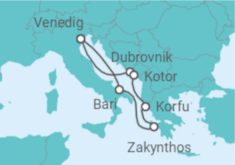 Reiseroute der Kreuzfahrt  Italien, Kroatien, Montenegro, Griechenland Alles Inklusive - MSC Cruises