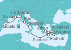 Reiseroute der Kreuzfahrt  Frankreich, Italien, Griechenland, Türkei - Celebrity Cruises